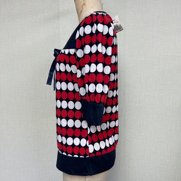 NWT Deadstock 2000s Polka Dot Ribbon Tie Front Blouse XL - Picture 3 of 5